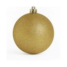 Bola de Natal 12cm Vermelha / Dourada com Glitter Decorativa para Árvore de Natal, Enfeite Brilhante Clássico para Decoração Natalina de Casa, Festas