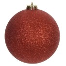 Bola de Natal 12cm Vermelha / Dourada com Glitter Decorativa para Árvore de Natal, Enfeite Brilhante Clássico para Decoração Natalina de Casa, Festas