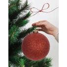 Bola de Natal Nº 15 com Glitter Decorativa 15 cm para Árvore de Natal, Enfeite Brilhante e Sofisticado para Decoração Natalina de Casa, Lojas