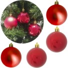 Bola de Natal 6cm Vermelha C/9 Unidades Mista – Enfeite Decorativo Brilho e Glitter para Árvore