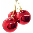 Bola de Natal 6cm Vermelha C/9 Unidades Mista – Enfeite Decorativo Brilho e Glitter para Árvore