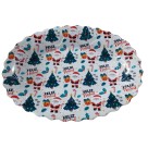 Bandeja Oval Flowers Natalina 44X32X3cm Decorativa para Mesa Posta de Natal – Servir Doces, Petiscos e Sobremesas