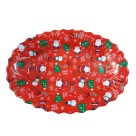 Bandeja Oval Flowers Natalina 44X32X3cm Decorativa para Mesa Posta de Natal – Servir Doces, Petiscos e Sobremesas