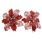 Enfeite Flor Vazada 17cm Natalina – Flor Decorativa Brilhante para Árvore, Guirlanda e Mesa