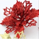 Enfeite Flor Vazada 17cm Natalina – Flor Decorativa Brilhante para Árvore, Guirlanda e Mesa