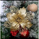 Enfeite Flor Vazada 17cm Natalina – Flor Decorativa Brilhante para Árvore, Guirlanda e Mesa