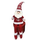 Boneco Papai Noel 38cm Ormek Seat Legs Natal Decorativo Sentado com Pernas Flexíveis