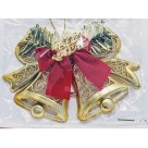 Enfeite Sinos 50x36cm Wincy Natal Decorativo Dourado com Laço e Detalhes Festivos