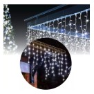 Cascata LED 240L Branco Frio 220V – Cortina de Luzes Natalinas com 8 Funções de Piscar para Fachadas, Varandas e Janelas Decorativas