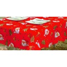 Toalha de Mesa Quadrada 150x150cm Natalina Decorativa para Ceia de Natal com Estampa Festiva e Bordas Reforçadas