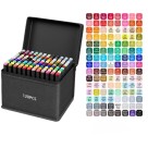 Kit Canetas Touch 120 Cores Ponta Dupla Twin Marker Profissional para Desenho, Lettering e Ilustração Artística à Base de Álcool com Estojo Organizado