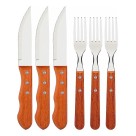 Jogo de Talheres Jumbo para Churrasco 6 Peças Wooden – Aço Inox com Cabos Ergonômicos e Design Resistente