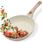 Frigideira 24cm com Revestimento Cerâmico Creme Granito para Fogão de Indução Antiaderente e de Alta Performance com Fundo Triplo Magnético