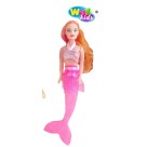 Boneca Cindy Sereia Tubo 28cm Infantil Brinquedo Fantasia com Cabelo Longo e Cauda Brilhante