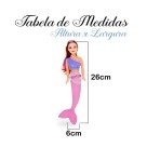 Boneca Cindy Sereia Tubo 28cm Infantil Brinquedo Fantasia com Cabelo Longo e Cauda Brilhante