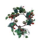 Guirlanda Folhagem Xmas 38cm com Bolas Decorativas e Frutos