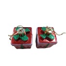 Enfeite Presente 3,5x6,5cm de Natal – Mini Pacotes Decorativos com Brilho para Árvores, Guirlandas e Arranjos Natalinos