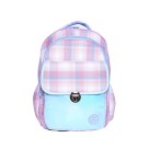 Mochila Teen Xadrez Color Feminina Escolar Juvenil com Bolso Frontal e Design Moderno