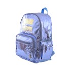 Mochila Teen Metalizada Prata Espelhada Feminina Escolar com Bolso Frontal e Alças Reforçadas