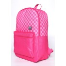 Mochila Juvenil Feminina Full Color Xadrez Rosa com Bolso Frontal e Alças Ajustáveis – Modelo Escolar Resistente e Estiloso
