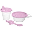 Kit Infantil Divertido – Copo com Bico, Tigela com Tampa e Colher Temática, Conjunto Alimentação Bebê e Criança, Plástico Atóxico e Design Lúdico