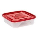 Pote Quadrado 1,95L com Tampa Vermelha – Pote Plástico Transparente, Ideal para Armazenar Alimentos, Geladeira, Freezer, Marmitas e Organização
