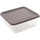 Organizador Slim Quadrado 850ml com Tampa Cinza – Pote Plástico Transparente para Geladeira, Freezer e Despensa, Ideal para Armazenar Alimentos