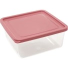 Organizador Slim Quadrado 1,41L com Tampa Rosa para Geladeira, Freezer e Despensa – Pote Plástico Transparente para Armazenar Alimentos
