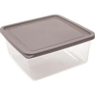 Organizador Slim Quadrado 2,2L com Tampa Marrom para Geladeira, Freezer e Despensa – Pote Plástico Transparente para Armazenar Alimentos e Mantimentos