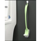 Escova Sanitária Dupla de Plástico 10x12x42cm com Suporte – Cabo Longo, Cerdas Firmes e Limpeza Eficiente para Banheiro