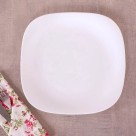 Prato de Vidro Branco 27cm Quadrado Opaline Plaza – Louça Resistente, Moderna para Mesa Posta Sofisticada e Refeições Completas