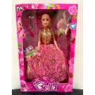 Boneca Bella Fashion Doll 30cm Articulada Moderna Princesa Acessório Vestido Rosa Pente Espelho Brinquedo Menina Moderna
