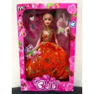 Boneca Bella Fashion Doll 30cm Articulada Moderna Princesa Acessório Vestido Rosa Pente Espelho Brinquedo Menina Moderna