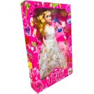 Boneca Bella Fashion Doll 30cm Articulada Moderna Princesa Acessório Vestido Rosa Pente Espelho Brinquedo Menina Moderna
